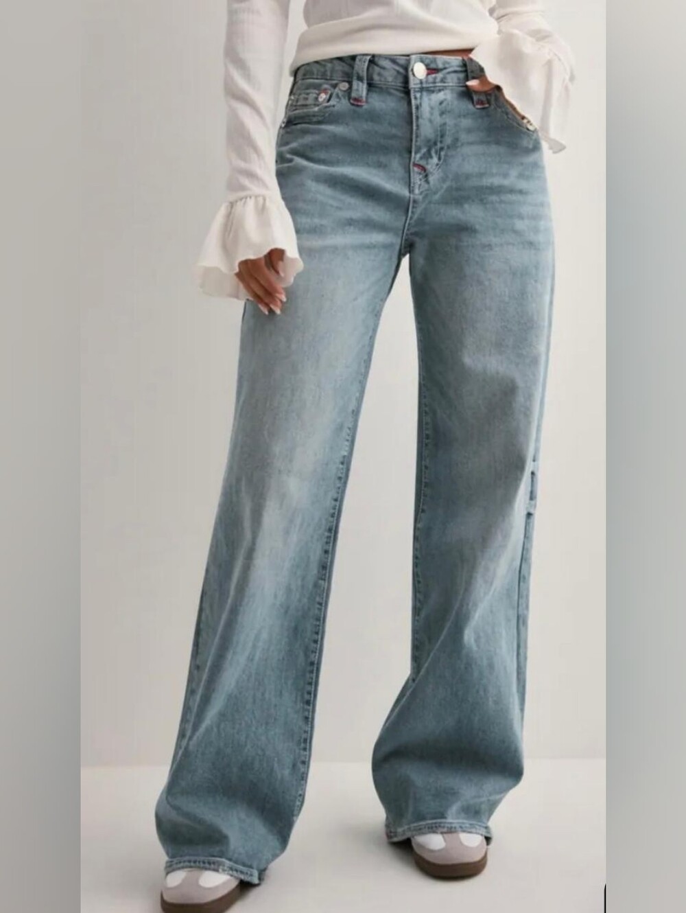 NWT True Religion Bobby Sn Baggy Women's Wide Leg Jeans - Blue Wash